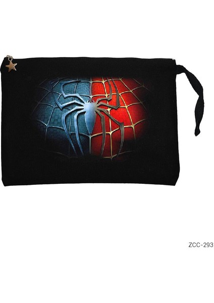 Spiderman Black Red Siyah Clutch Astarlı Cüzdan / El Çantası