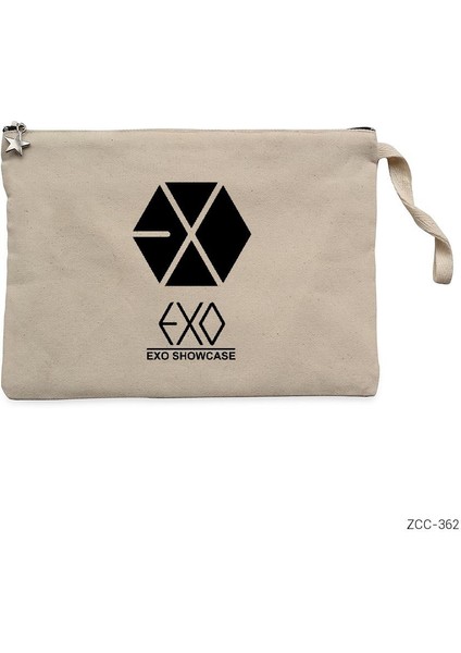 Exo Logo Krem Clutch Astarlı Cüzdan / El Çantası
