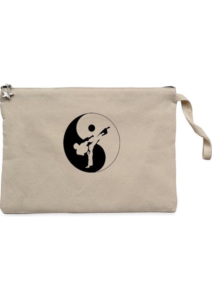 Karate Symmetry Martial Arts Krem Clutch Astarlı Cüzdan / El Çantası