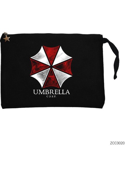 Resident Evil Umbrella Corp Siyah Clutch Astarlı Cüzdan / El Çantası