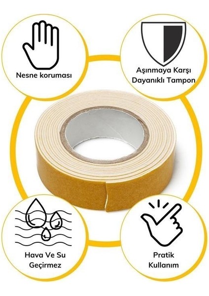 Çok Amaçlı Tüm Yüzeylerde Kullanıma Uygun Beyaz Çift Taraflı Köpük Sünger Montaj Bant