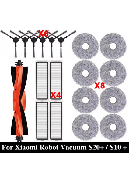 Xiaomi Robot Süpürge S20+ / S10 Plus / B108GL / B105 Parça Aksesuarları Ana Yan Fırça Hepa Filtre Paspas Bezi (Yurt Dışından)