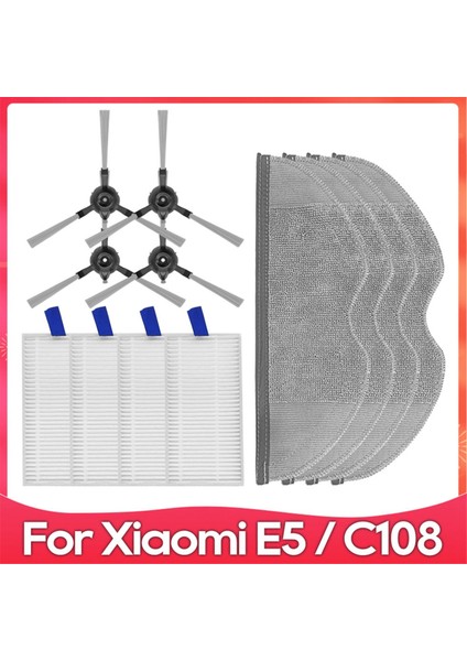 Xiaomi Robot Süpürge E5 / C108 / CDZC108 / BHR7969EU Yan Fırça Paspas Filtresi Robot Süpürge Yedek Parçaları (Yurt Dışından)