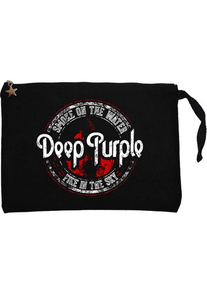 Deep Purple Smoke On The Water Siyah Clutch Astarlı Cüzdan / El Çantası