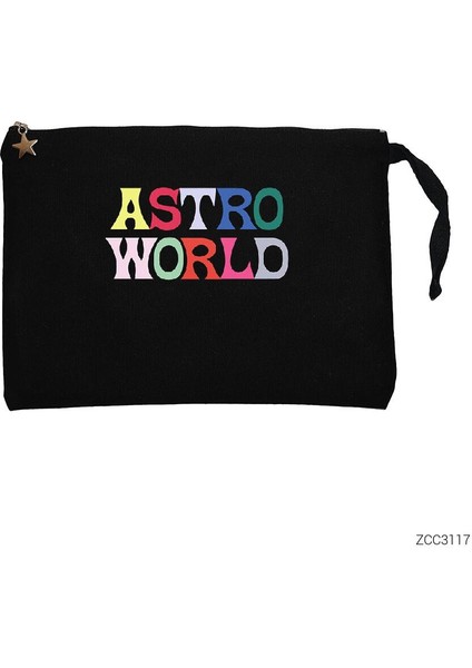 Travis Scott Astroworld 2 Siyah Clutch Astarlı Cüzdan / El Çantası