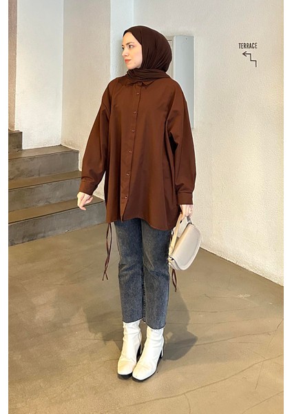 Oversize Gömlek Acı Kahverengi
