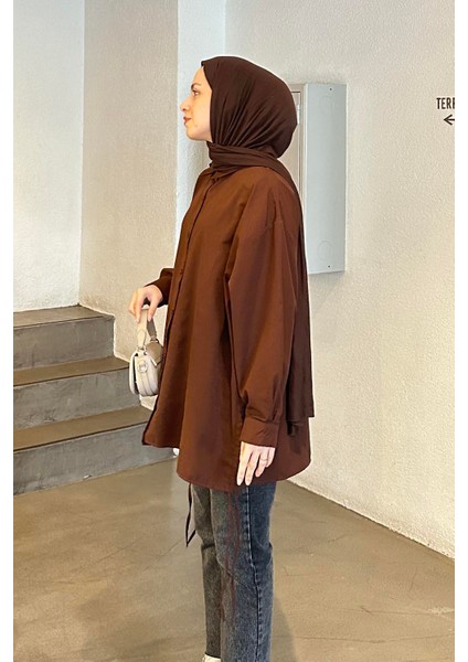 Oversize Gömlek Acı Kahverengi