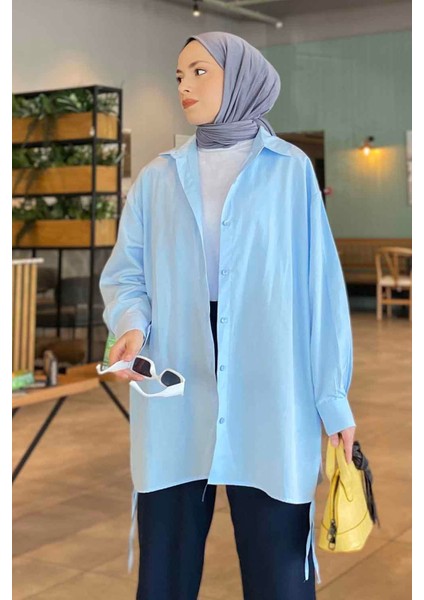 Oversize Gömlek Bebe Mavisi