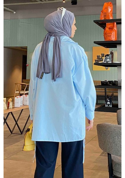 Oversize Gömlek Bebe Mavisi