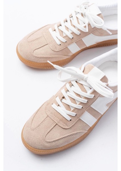 M-1004 Bej Süet Bağcıklı Termo Taban Günlük Kadın Spor fırsatları