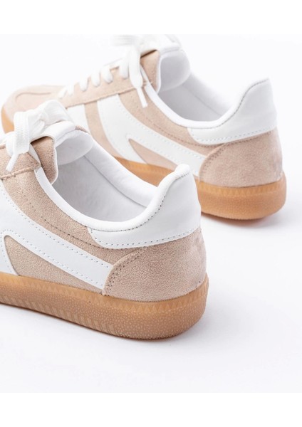 M-1004 Bej Süet Bağcıklı Termo Taban Günlük Kadın Spor indirimleri