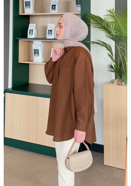Lena Oversize Gömlek Kahverengi fırsatları