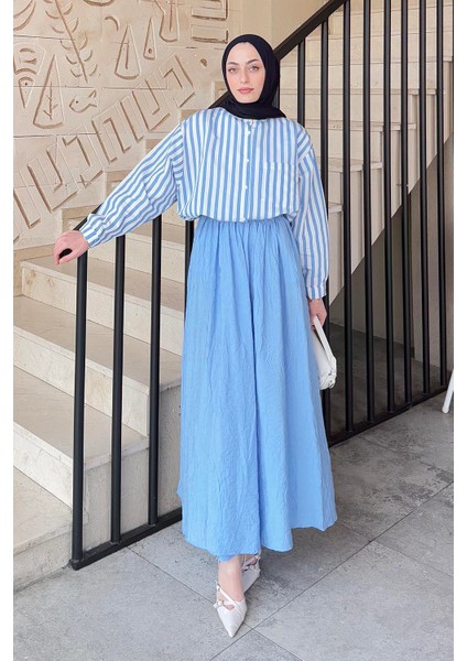 Lena Oversize Gömlek Mavi