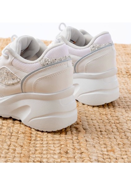 F-185 Beyaz Günlük Bağcıklı Taş Aksesuarlı Yazlık Spor Ayakkabı indirimleri
