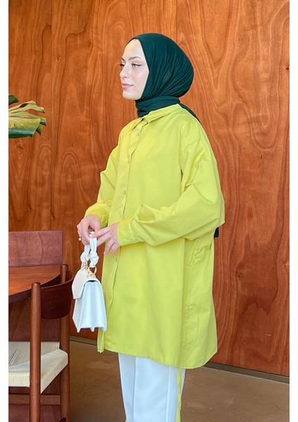 Oversize Gömlek Yağ Yeşili