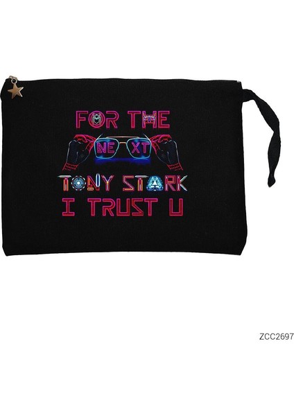 Iron Man Tony Stark Trust You Siyah Clutch Astarlı Cüzdan / El Çantası