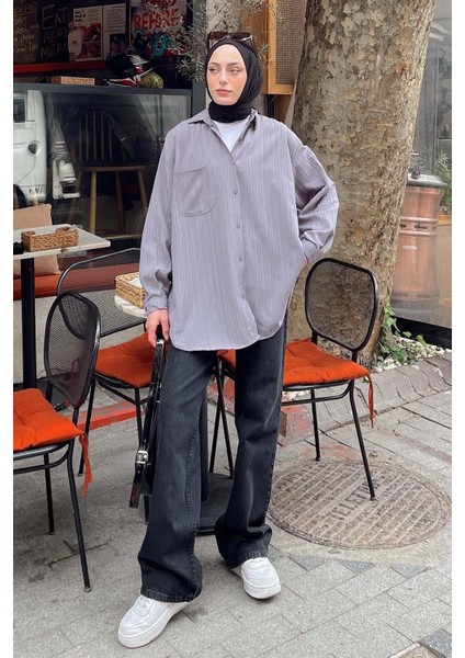 Kraşlı Gömlek Gri