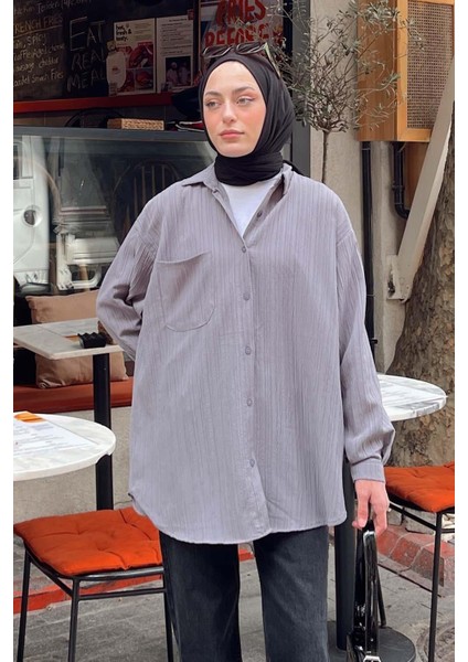 Kraşlı Gömlek Gri modelleri