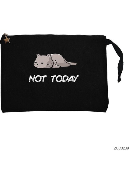 Kedi - Not Today Siyah Clutch Astarlı Cüzdan / El Çantası