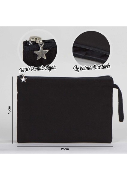 Kedi - Not Today Siyah Clutch Astarlı Cüzdan / El Çantası