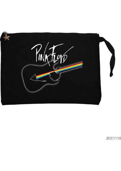 Pink Floyd Guitar Siyah Clutch Astarlı Cüzdan / El Çantası