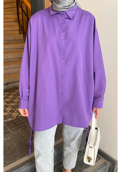 Oversize Gömlek Mor modelleri