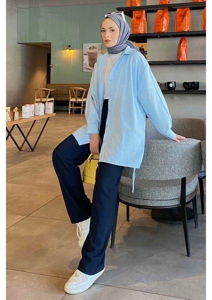 Oversize Gömlek Bebe Mavisi