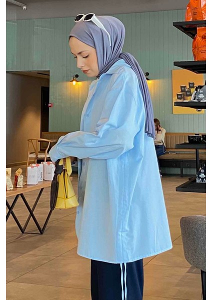 Oversize Gömlek Bebe Mavisi modelleri