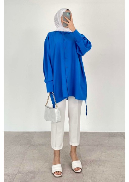Oversize Gömlek Saks Mavisi