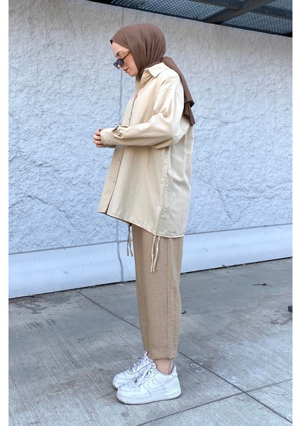 Oversize Gömlek Bej