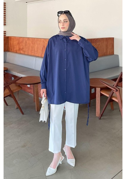 Oversize Gömlek Lacivert