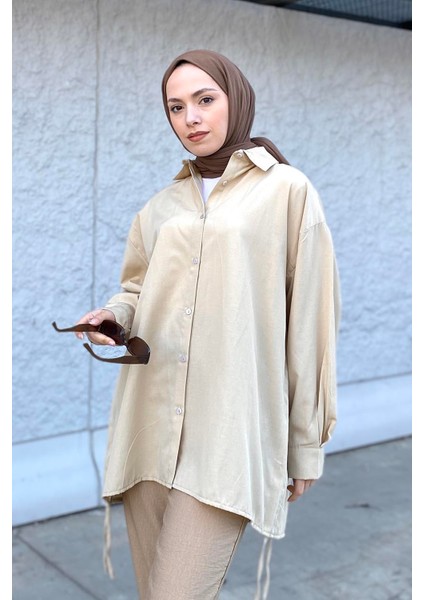 Oversize Gömlek Bej