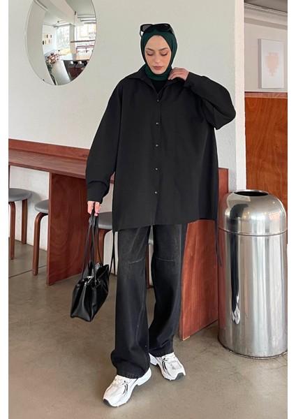 Oversize Gömlek Siyah