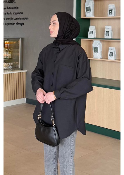 Lena Oversize Gömlek Siyah