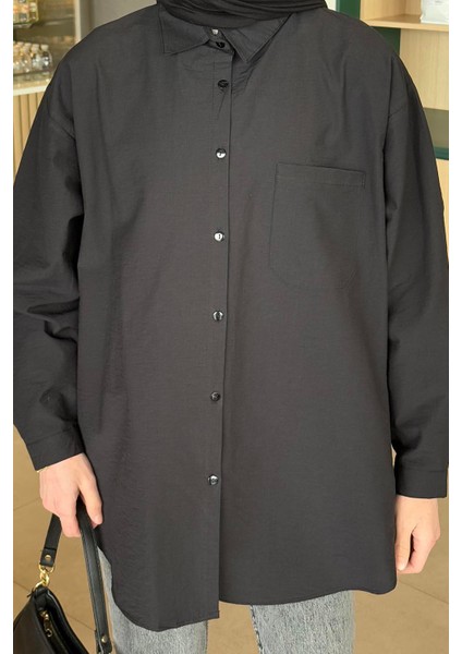 Lena Oversize Gömlek Siyah