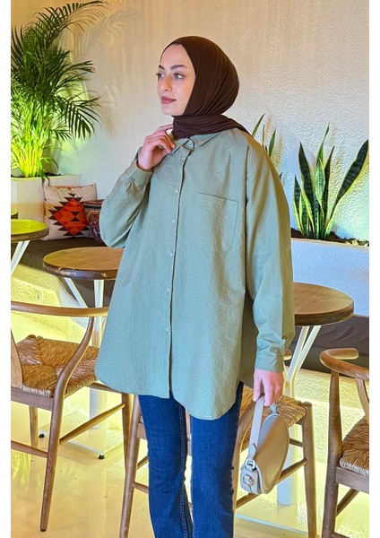 Lena Oversize Gömlek Çağla Yeşili