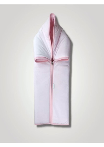 03 Yenidoğan Düz Renk Fermuarlı Kadife Kumaş Kız Bebek Battaniyesi Pembe