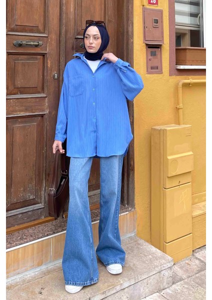 Kraşlı Gömlek Mavi