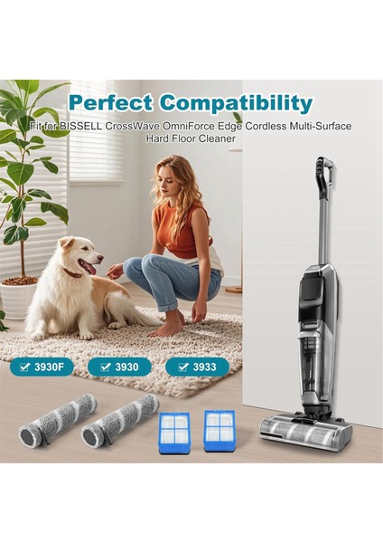 3930F 3933 3930 Fırça Rulo Filtre Yedek Seti Bissell Crosswave Omniforce Edge Sert Zemin Temizleyici Islak Kuru Vakum (Yurt Dışından) modelleri