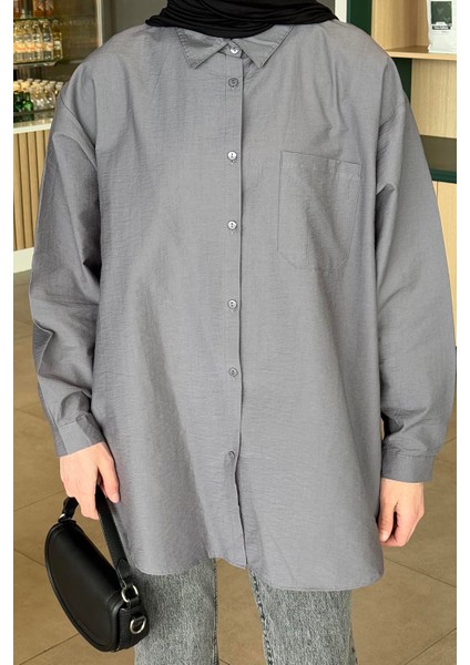 Lena Oversize Gömlek Füme modelleri