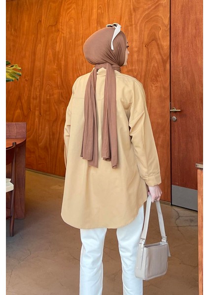 Tek Cep Detaylı Oversize Gömlek Sütlü Kahve fırsatları