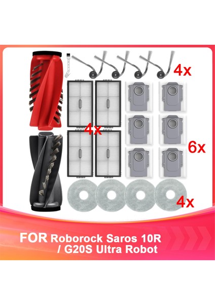 Roborock Saros 10R / G20S Ultra Robot Süpürge Yedek Aksesuar Seti - 1 Set Ana Fırça, Hepa Filtreler (Yurt Dışından)