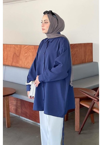 Oversize Gömlek Lacivert
