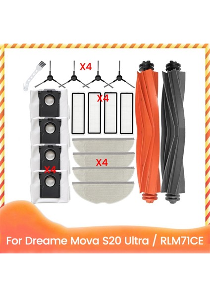 Dreame Mova S20 ULTRA/RLM71CE Elektrikli Süpürge Aksesuarları Için 19 Adet Ana Yan Fırçalar Paspas Pedleri Filtreler Toz Torbaları (Yurt Dışından)