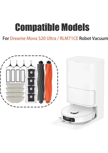 Dreame Mova S20 ULTRA/RLM71CE Elektrikli Süpürge Aksesuarları Için 19 Adet Ana Yan Fırçalar Paspas Pedleri Filtreler Toz Torbaları (Yurt Dışından) modelleri
