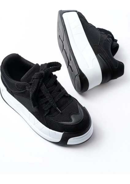 SP-190 Siyah Garni Bağcıklı Fileli Yüksek Taban Günlük Spor Ayakkabı fırsatları