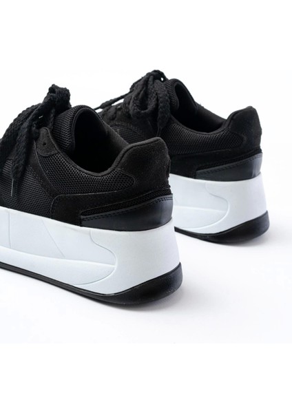 SP-190 Siyah Garni Bağcıklı Fileli Yüksek Taban Günlük Spor Ayakkabı indirimleri