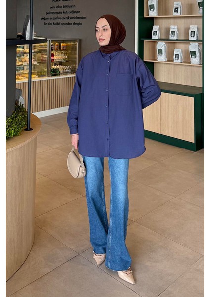 Lena Oversize Gömlek Lacivert