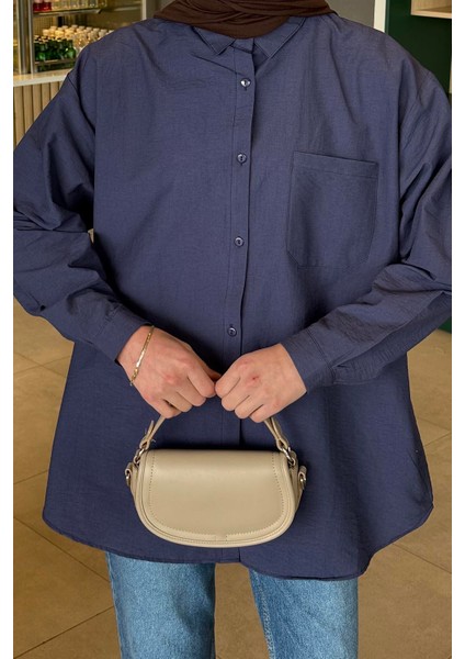 Lena Oversize Gömlek Lacivert modelleri