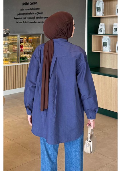 Lena Oversize Gömlek Lacivert fırsatları